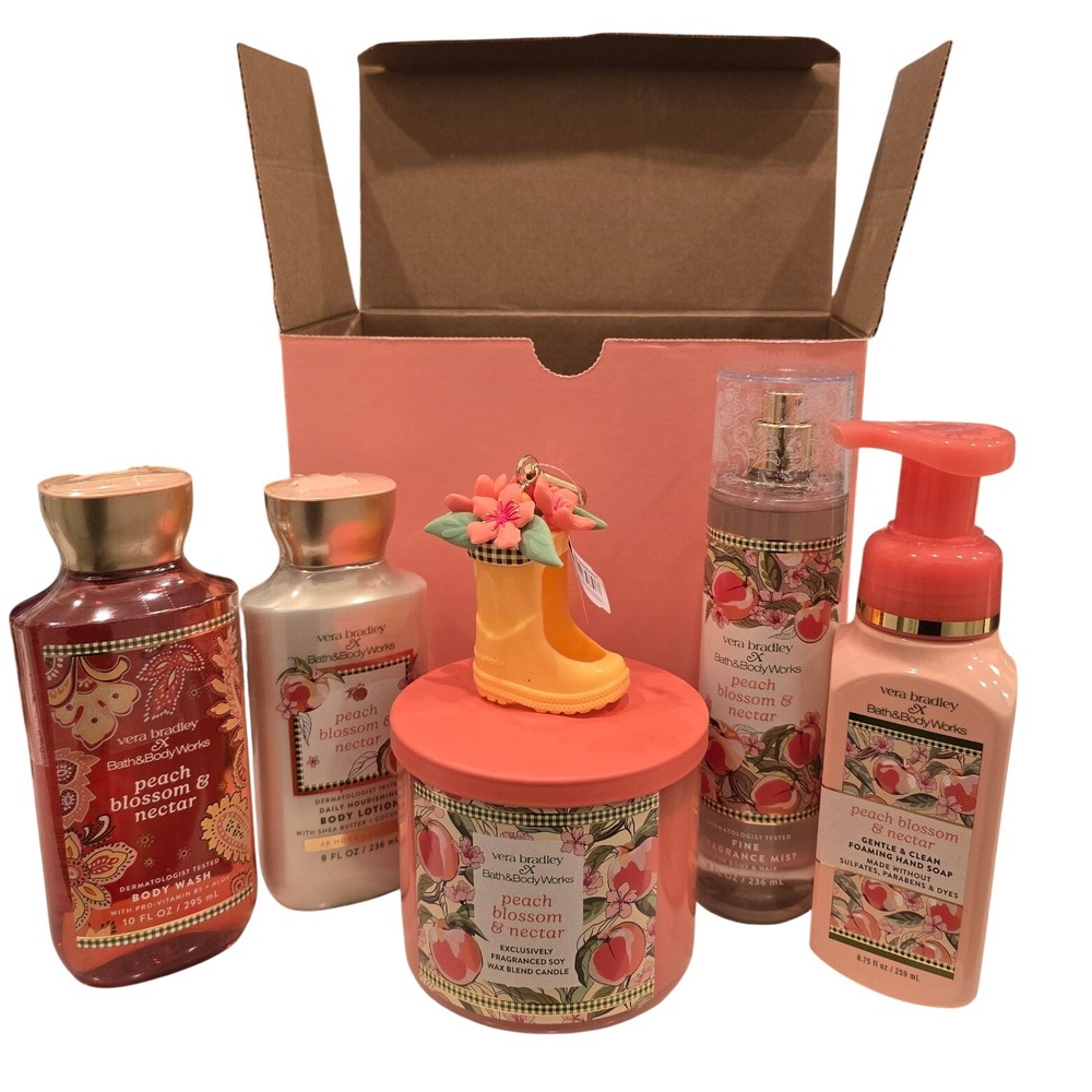 Vera Bradley x Bath & Body Works Peach Blossom & Nectar Tote & 6 Piece Gift Set - Picture 6 of 6